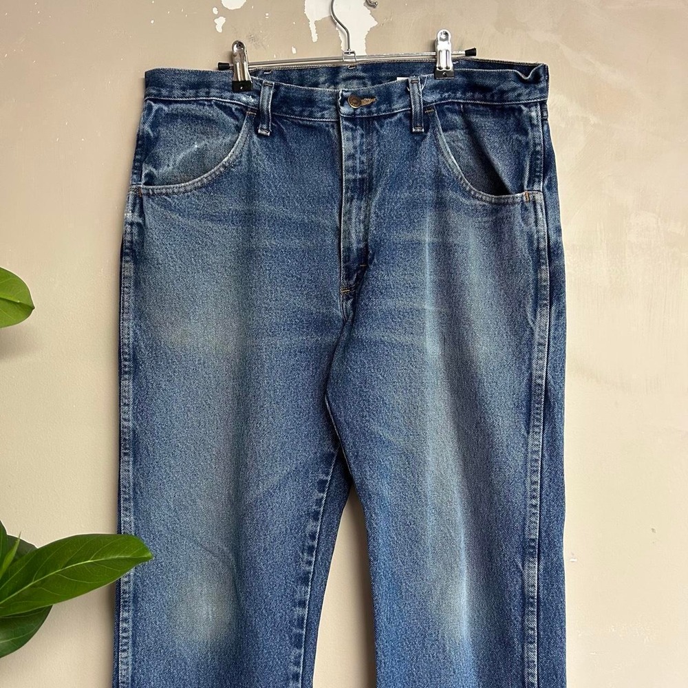 Vintage 90s Rustler Faded Honeycomb Dark Wash Jeans 36x30 Blue Retro 87619PW - Picture 2 of 7